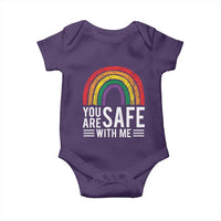 You Are Safe With Me Baby Onesie Retro Rainbow LGBTQ Ally Pride - Wonder Print Shop