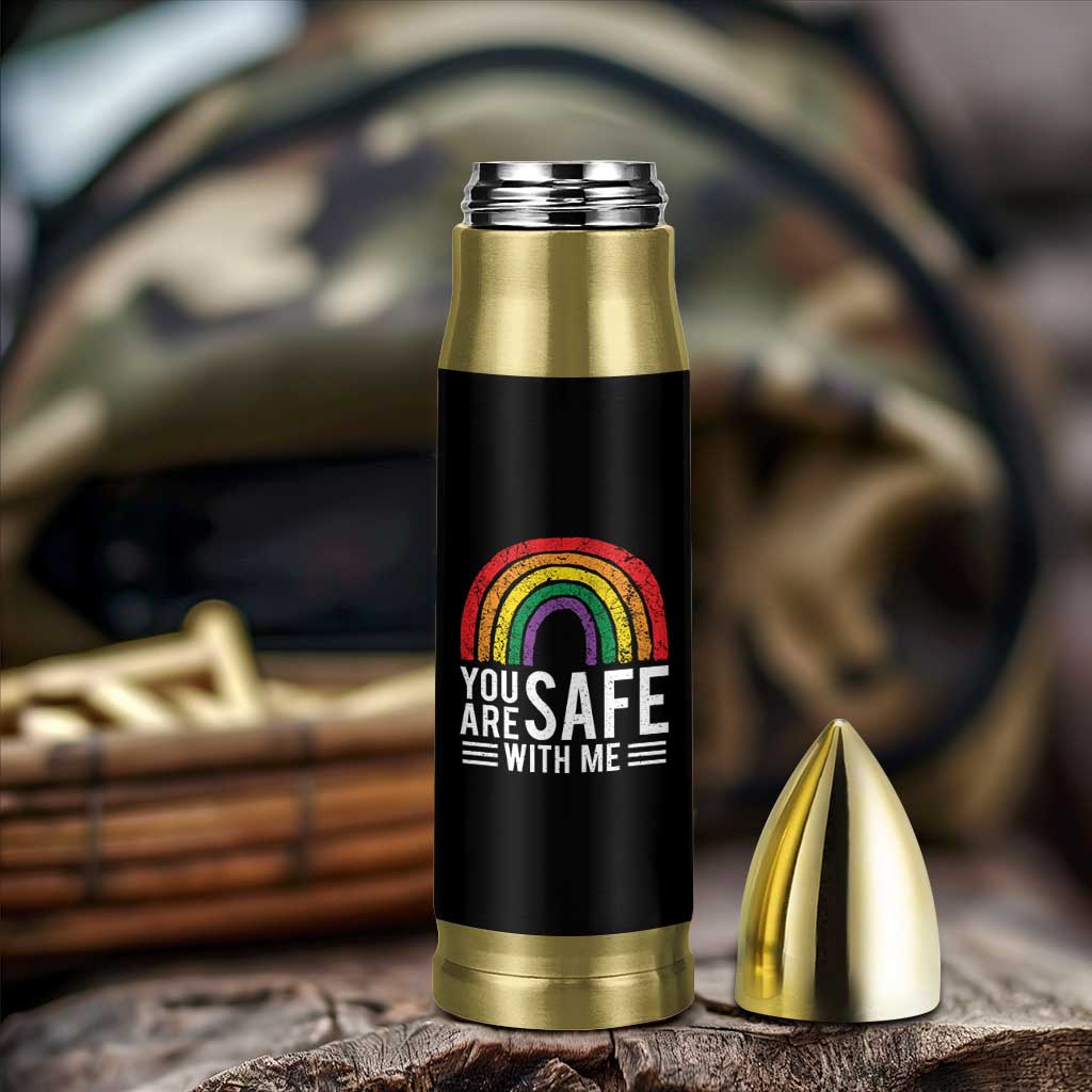 You Are Safe With Me Bullet Tumbler Retro Rainbow LGBTQ Ally Pride - Wonder Print Shop