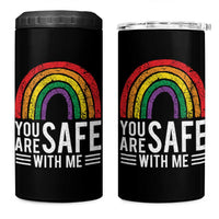 You Are Safe With Me 4 in 1 Can Cooler Tumbler Retro Rainbow LGBTQ Ally Pride - Wonder Print Shop