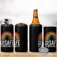You Are Safe With Me 4 in 1 Can Cooler Tumbler Retro Rainbow LGBTQ Ally Pride - Wonder Print Shop