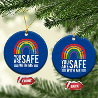 You Are Safe With Me Ceramic Ornament Retro Rainbow LGBTQ Ally Pride - Wonder Print Shop