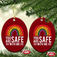 You Are Safe With Me Ceramic Ornament Retro Rainbow LGBTQ Ally Pride - Wonder Print Shop