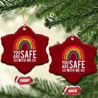 You Are Safe With Me Ceramic Ornament Retro Rainbow LGBTQ Ally Pride - Wonder Print Shop