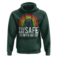 You Are Safe With Me Hoodie Retro Rainbow LGBTQ Ally Pride - Wonder Print Shop