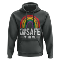 You Are Safe With Me Hoodie Retro Rainbow LGBTQ Ally Pride - Wonder Print Shop