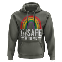 You Are Safe With Me Hoodie Retro Rainbow LGBTQ Ally Pride - Wonder Print Shop