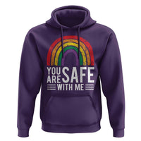 You Are Safe With Me Hoodie Retro Rainbow LGBTQ Ally Pride - Wonder Print Shop