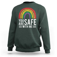 You Are Safe With Me Sweatshirt Retro Rainbow LGBTQ Ally Pride - Wonder Print Shop
