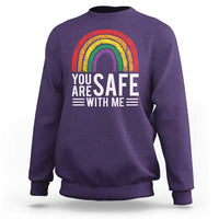 You Are Safe With Me Sweatshirt Retro Rainbow LGBTQ Ally Pride - Wonder Print Shop