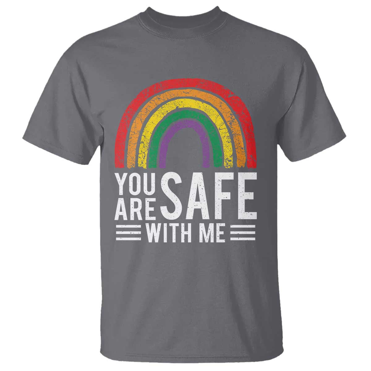 You Are Safe With Me T Shirt Retro Rainbow LGBTQ Ally Pride - Wonder Print Shop