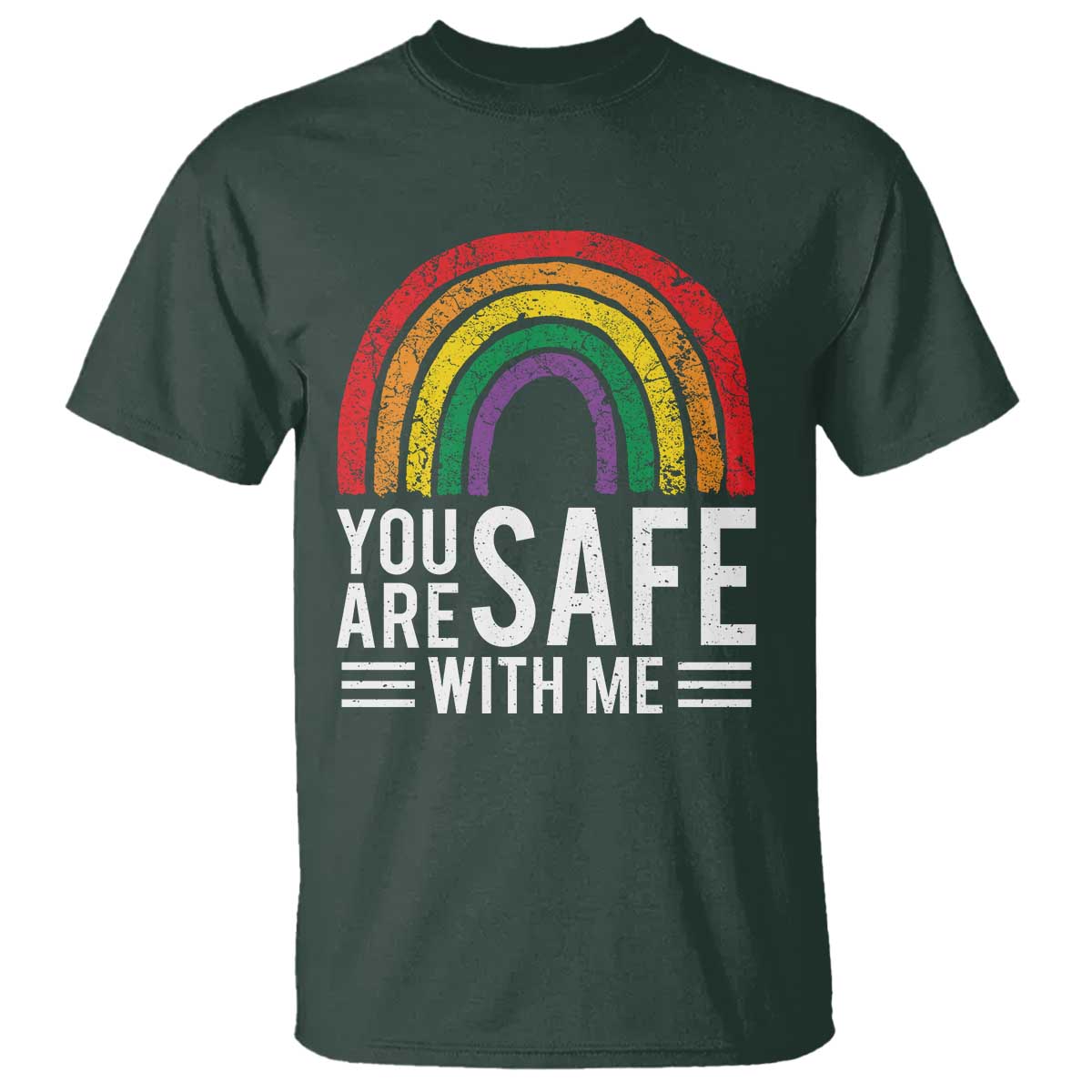 You Are Safe With Me T Shirt Retro Rainbow LGBTQ Ally Pride - Wonder Print Shop