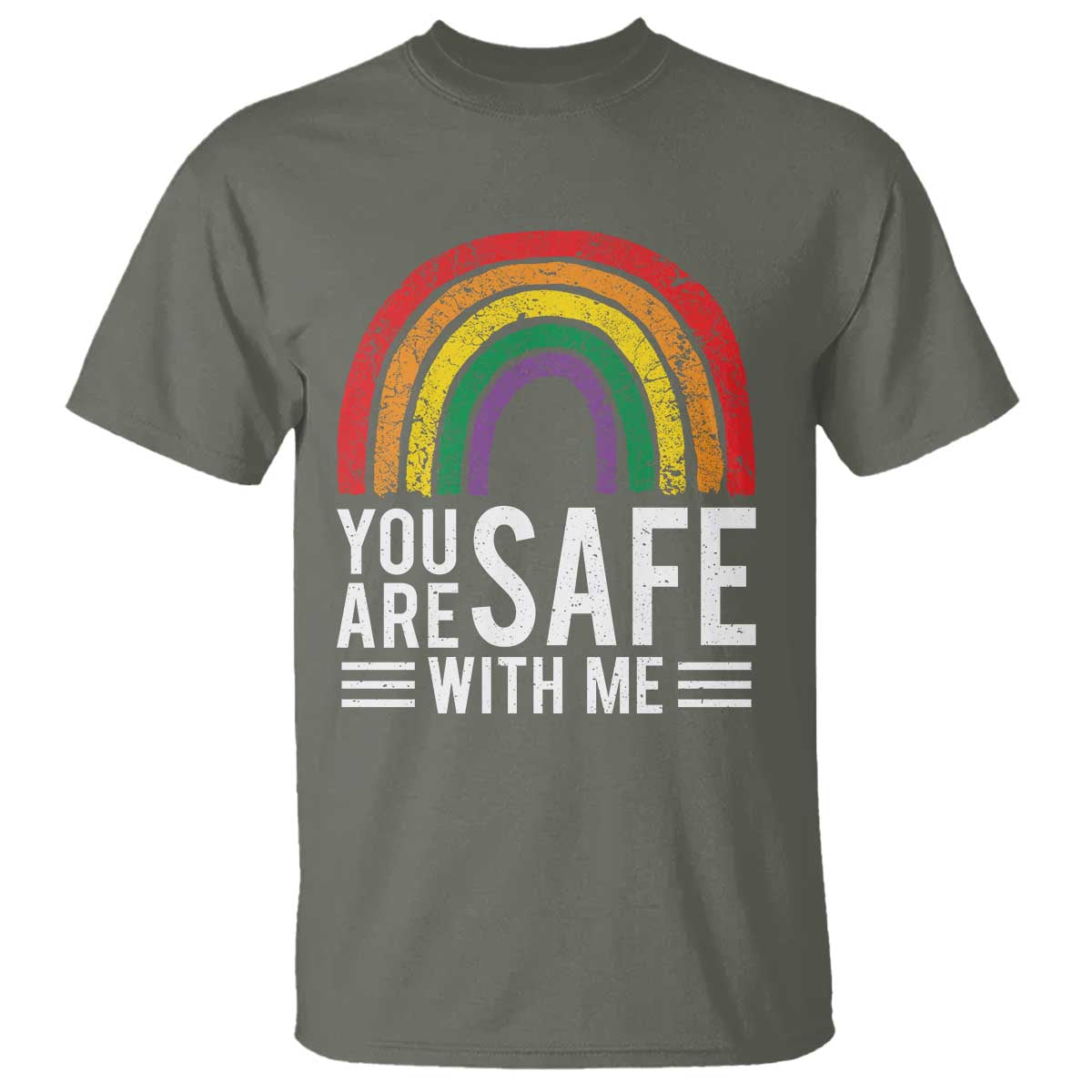 You Are Safe With Me T Shirt Retro Rainbow LGBTQ Ally Pride - Wonder Print Shop