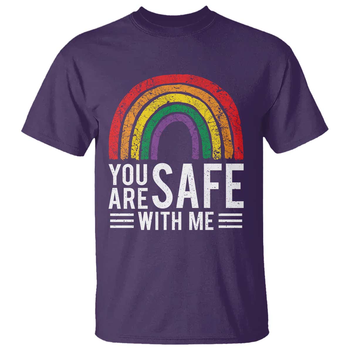 You Are Safe With Me T Shirt Retro Rainbow LGBTQ Ally Pride - Wonder Print Shop