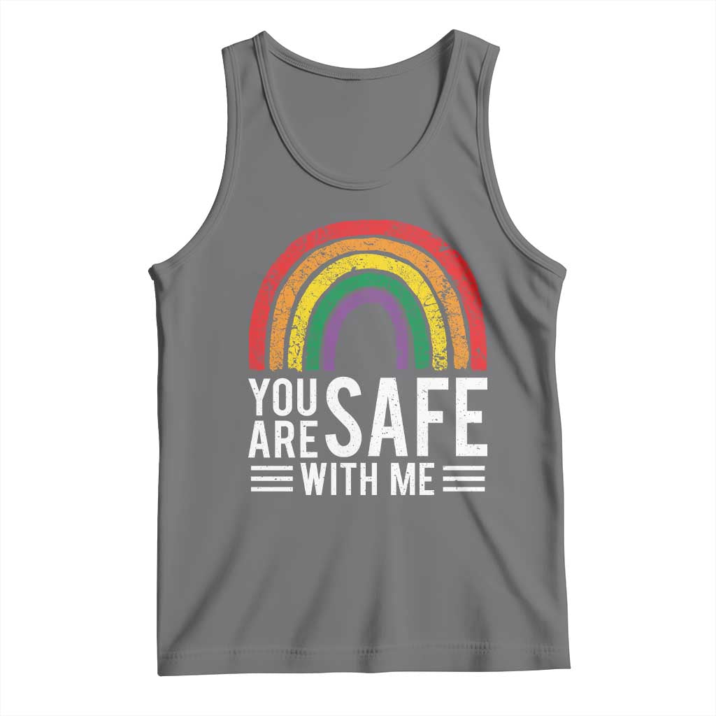You Are Safe With Me Tank Top Retro Rainbow LGBTQ Ally Pride - Wonder Print Shop