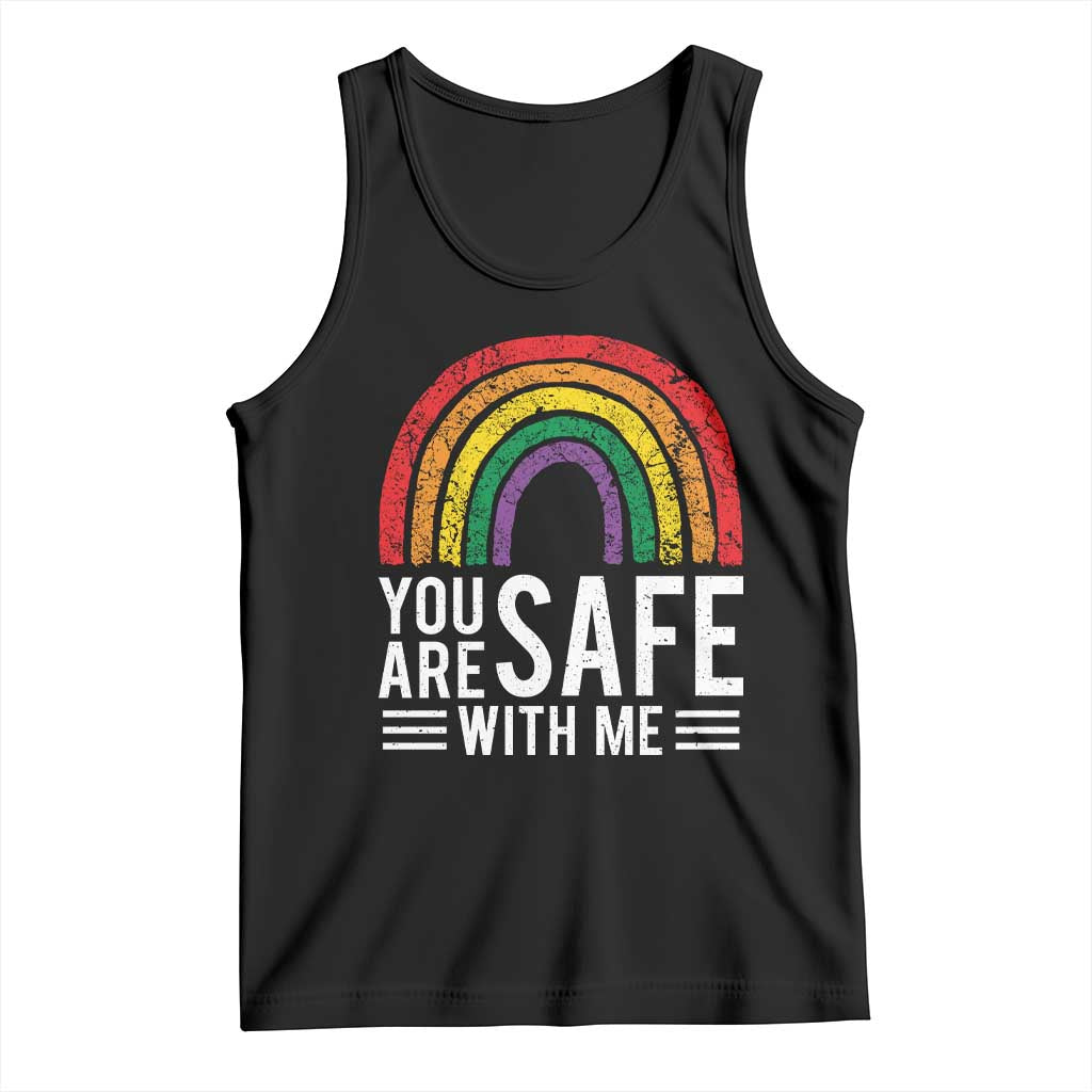 You Are Safe With Me Tank Top Retro Rainbow LGBTQ Ally Pride - Wonder Print Shop