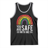 You Are Safe With Me Tank Top Retro Rainbow LGBTQ Ally Pride - Wonder Print Shop