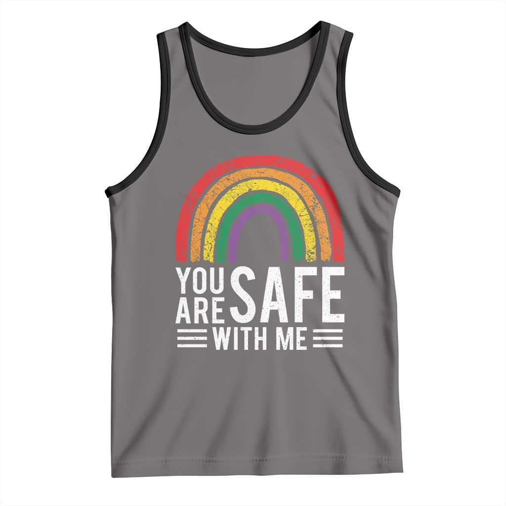 You Are Safe With Me Tank Top Retro Rainbow LGBTQ Ally Pride - Wonder Print Shop