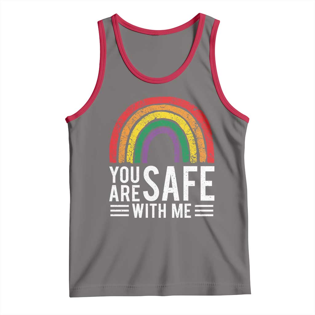 You Are Safe With Me Tank Top Retro Rainbow LGBTQ Ally Pride - Wonder Print Shop