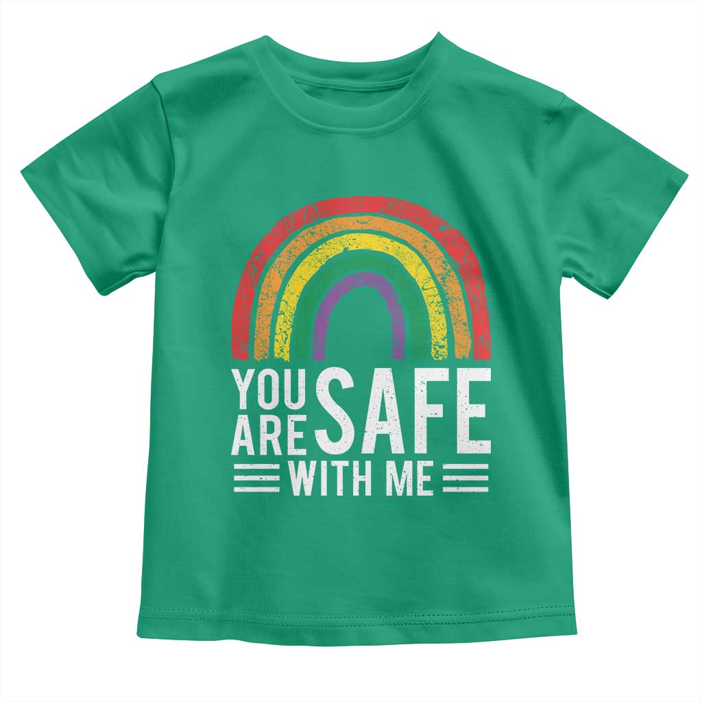 You Are Safe With Me Toddler T Shirt Retro Rainbow LGBTQ Ally Pride - Wonder Print Shop