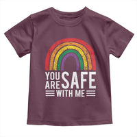 You Are Safe With Me Toddler T Shirt Retro Rainbow LGBTQ Ally Pride - Wonder Print Shop