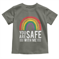 You Are Safe With Me Toddler T Shirt Retro Rainbow LGBTQ Ally Pride - Wonder Print Shop