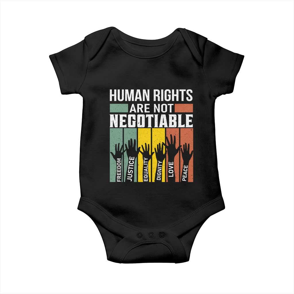 Human Rights Baby Onesie Are Not Negotiable Retro Equality Statement - Wonder Print Shop