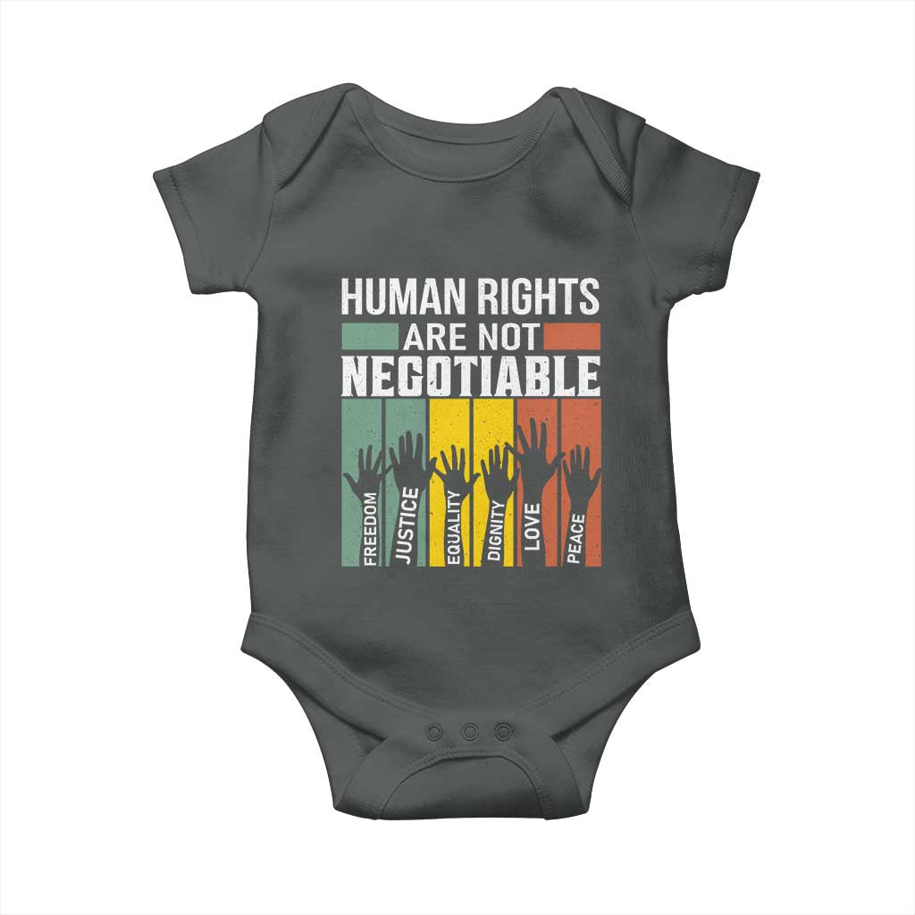 Human Rights Baby Onesie Are Not Negotiable Retro Equality Statement - Wonder Print Shop