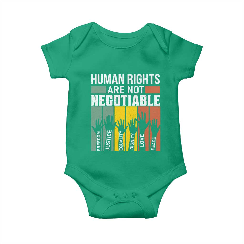 Human Rights Baby Onesie Are Not Negotiable Retro Equality Statement - Wonder Print Shop
