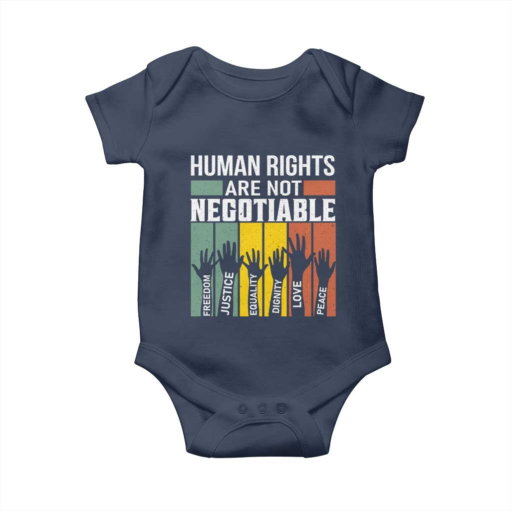 Human Rights Baby Onesie Are Not Negotiable Retro Equality Statement - Wonder Print Shop