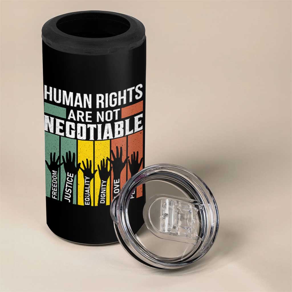 Human Rights 4 in 1 Can Cooler Tumbler Are Not Negotiable Retro Equality Statement - Wonder Print Shop
