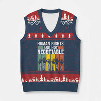 Human Rights V-Neck Knit Sweater Vest Are Not Negotiable Retro Equality Statement - Wonder Print Shop
