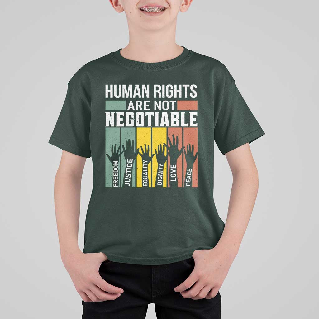 Human Rights T Shirt For Kid Are Not Negotiable Retro Equality Statement - Wonder Print Shop