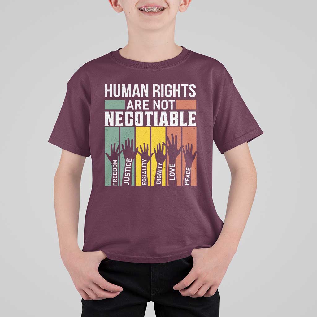 Human Rights T Shirt For Kid Are Not Negotiable Retro Equality Statement - Wonder Print Shop