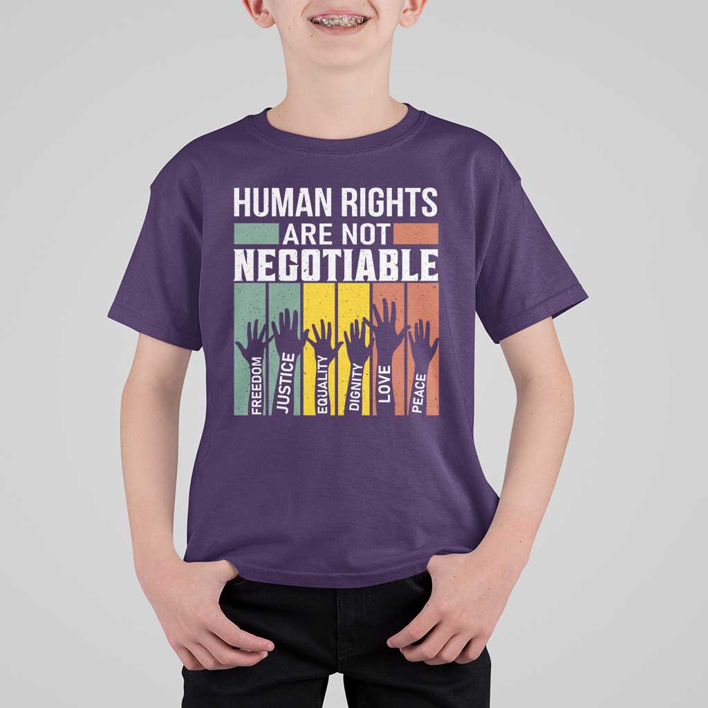 Human Rights T Shirt For Kid Are Not Negotiable Retro Equality Statement - Wonder Print Shop
