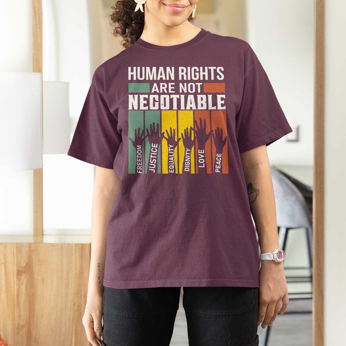 Human Rights T Shirt For Women Are Not Negotiable Retro Equality Statement - Wonder Print Shop