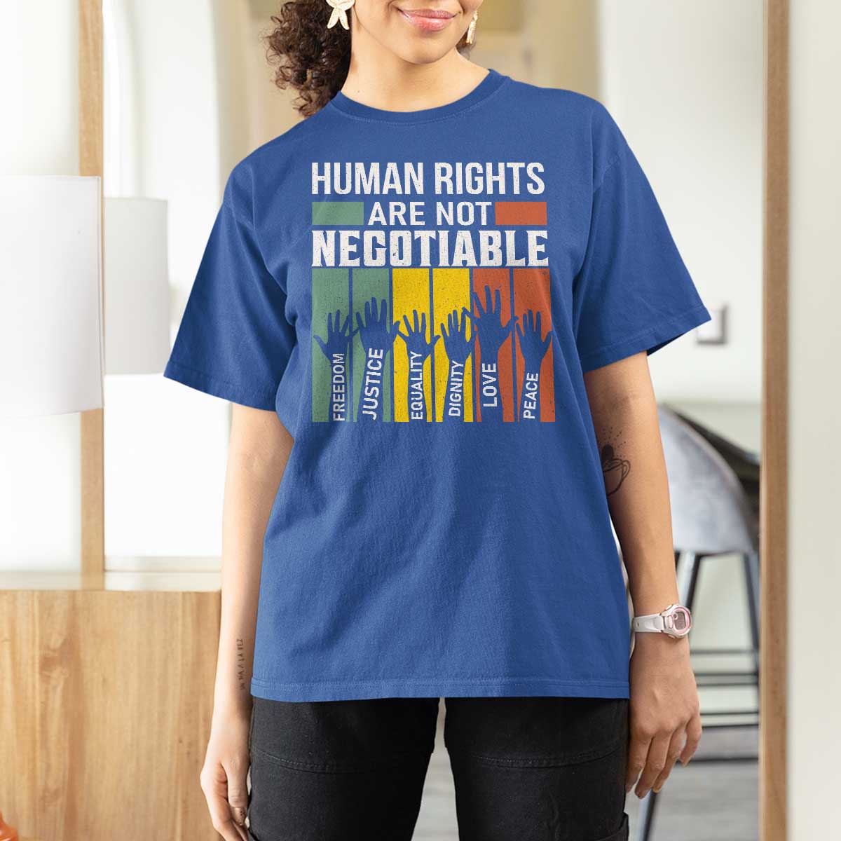 Human Rights T Shirt For Women Are Not Negotiable Retro Equality Statement - Wonder Print Shop