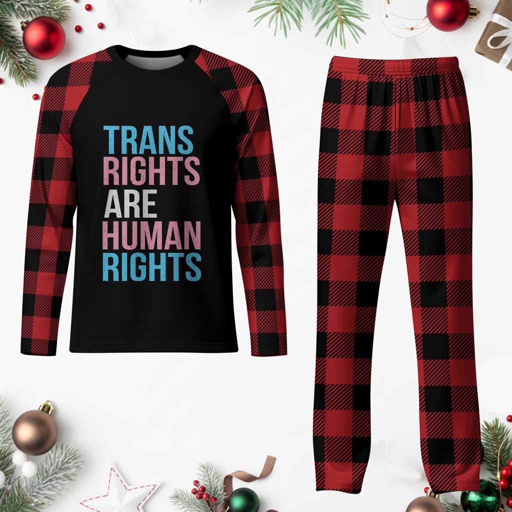Trans Rights Plaid Pajama Set Human Rights Transgender Pride Gender Equality - Wonder Print Shop