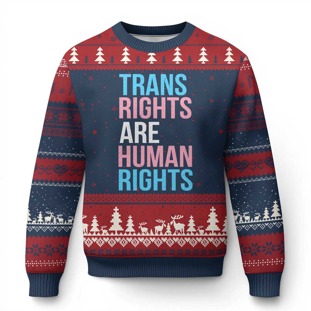 Trans Rights Ugly Christmas Sweater Human Rights Transgender Pride Gender Equality - Wonder Print Shop