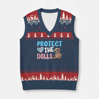 Protect The Dolls V-Neck Knit Sweater Vest Transgender Trans Pride - Wonder Print Shop