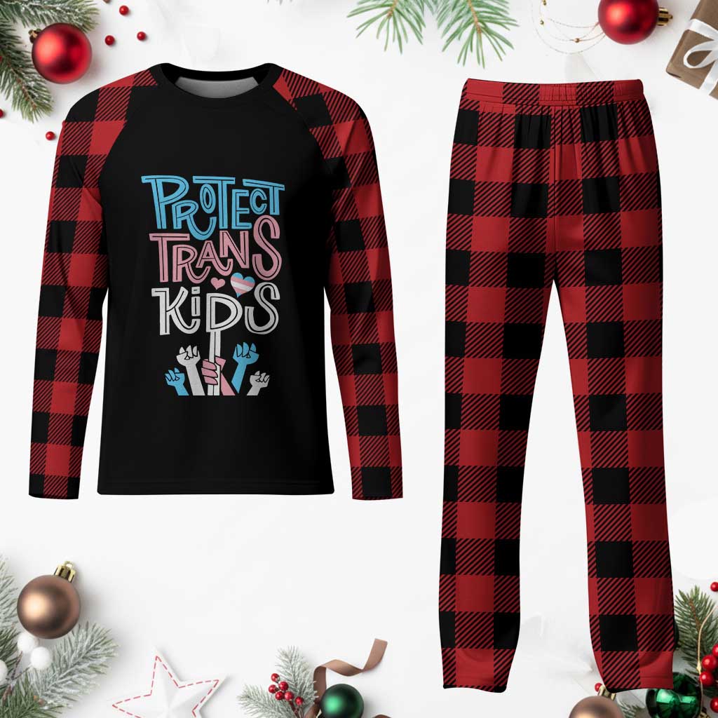 Protect Trans Kids Plaid Pajama Set Transgender Pride Social Justice - Wonder Print Shop