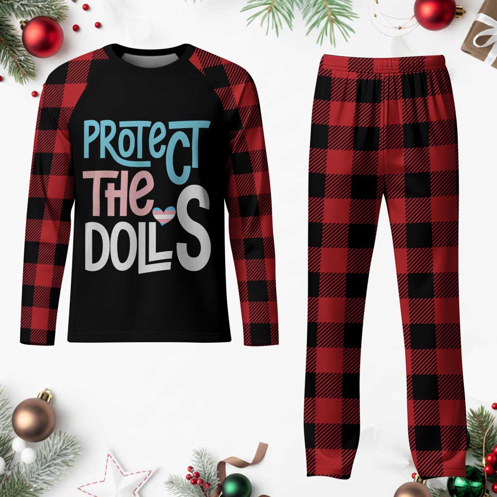 Protect The Dolls Plaid Pajama Set Transgender Trans Pride Social Justice - Wonder Print Shop