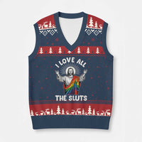 LGBTQ Jesus V-Neck Knit Sweater Vest I Love All The Sluts