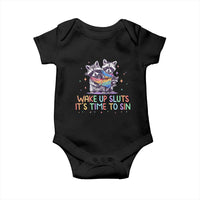 Funny Racoon Pride Baby Onesie Wake Up Sluts It Is Time To Sin LGBTQ Rainbow Flag - Wonder Print Shop