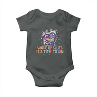 Funny Racoon Pride Baby Onesie Wake Up Sluts It Is Time To Sin LGBTQ Rainbow Flag - Wonder Print Shop