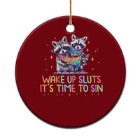Funny Racoon Pride Ceramic Ornament Wake Up Sluts It Is Time To Sin LGBTQ Rainbow Flag - Wonder Print Shop