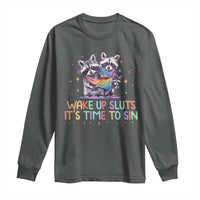 Funny Racoon Pride Long Sleeve Shirt Wake Up Sluts It Is Time To Sin LGBTQ Rainbow Flag - Wonder Print Shop