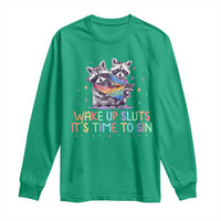 Funny Racoon Pride Long Sleeve Shirt Wake Up Sluts It Is Time To Sin LGBTQ Rainbow Flag - Wonder Print Shop