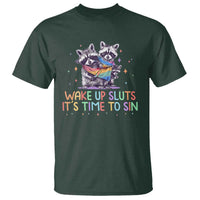Funny Racoon Pride T Shirt Wake Up Sluts It Is Time To Sin LGBTQ Rainbow Flag - Wonder Print Shop