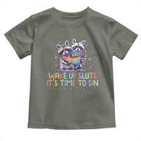 Funny Racoon Pride Toddler T Shirt Wake Up Sluts It Is Time To Sin LGBTQ Rainbow Flag - Wonder Print Shop