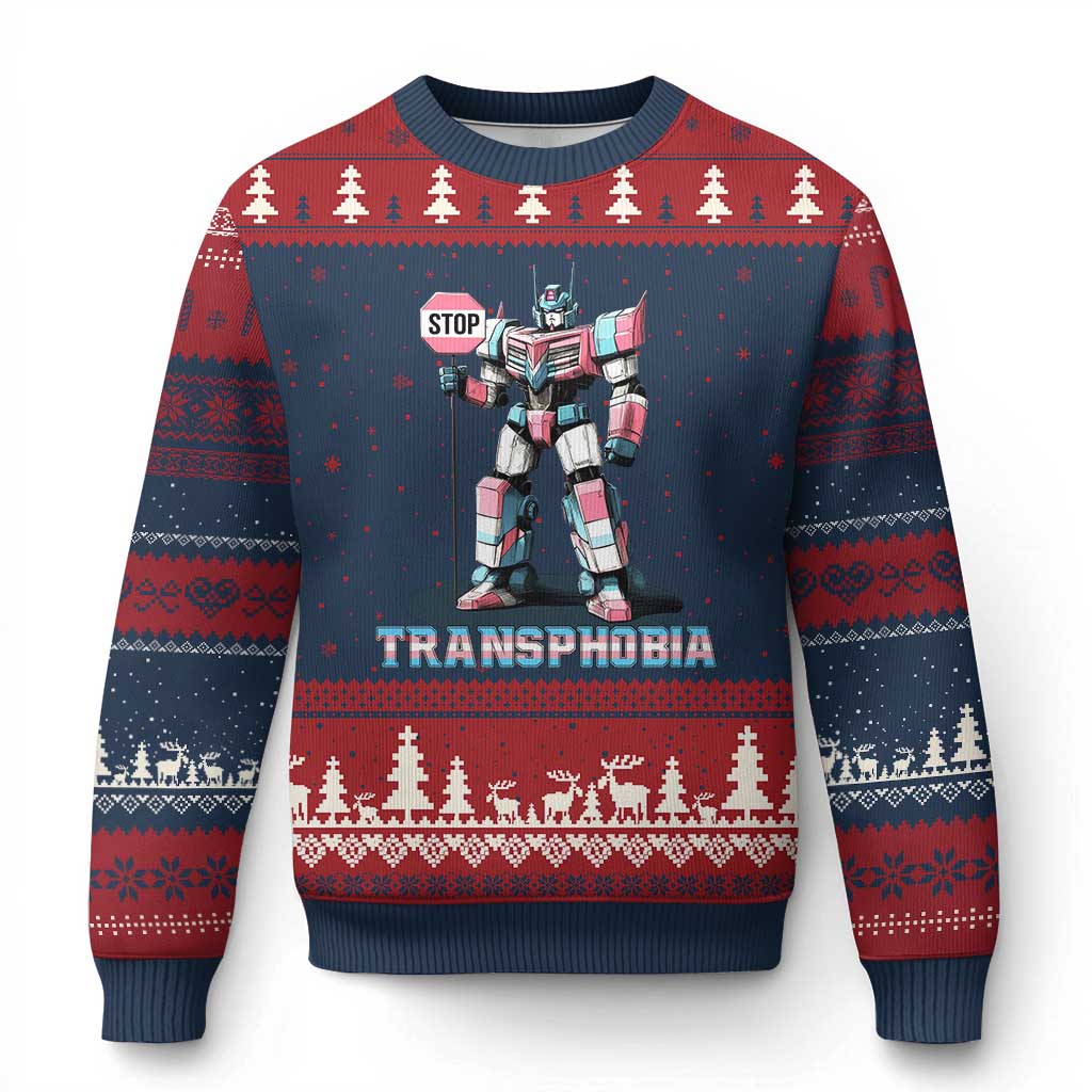 LGBTQ Trans Ugly Christmas Sweater Stop Transphobia Trans Rights Social Justice - Wonder Print Shop